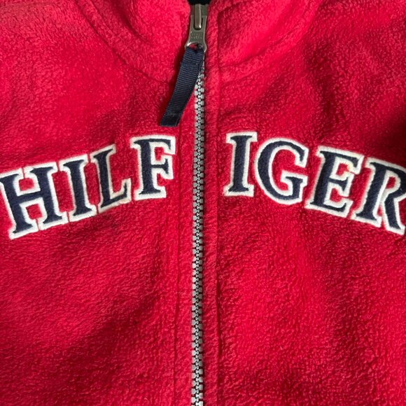 Tommy Hilfiger Red Fleece Zip Sweatshirt Baby Kids Toddler Size 2T Preppy - Picture 7 of 10